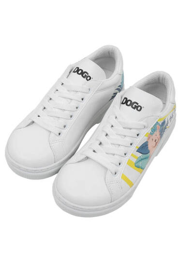 Unisex Kids Vegan Leather White Sneakers - To the Beach - 4