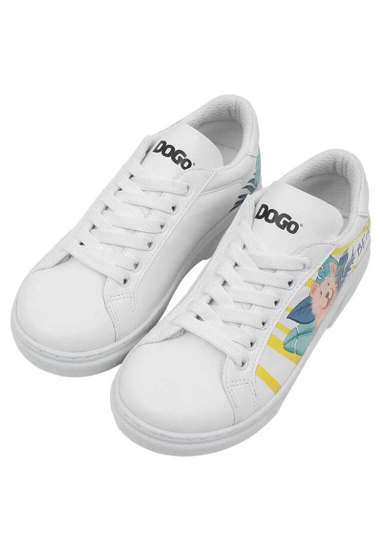Unisex Kids Vegan Leather White Sneakers - To the Beach - 4