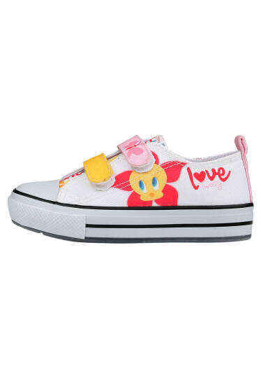 Unisex Kids Vegan Light Up Velcro White Sneakers - Warner Bros Looney Tunes Love Tweety - 2