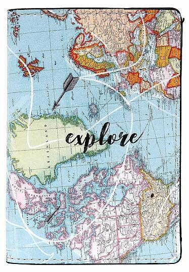Unisex Vegan Blue Passport Holder - Explore - 2