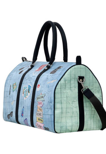 Unisex Vegan Deri Mavi Seyahat Çantası - Ready to Travel Tasarım - 3