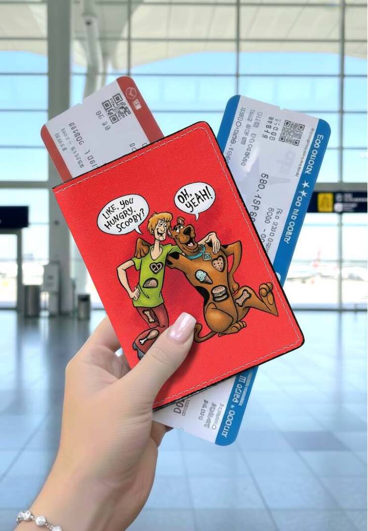 Unisex Vegan Kırmızı Pasaportluk - Warner Bros Hungry Doo Scooby Doo Tasarım - 1