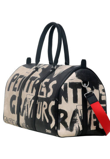 Unisex Vegan Leather Black Travel Bag - Les Peintres - 3