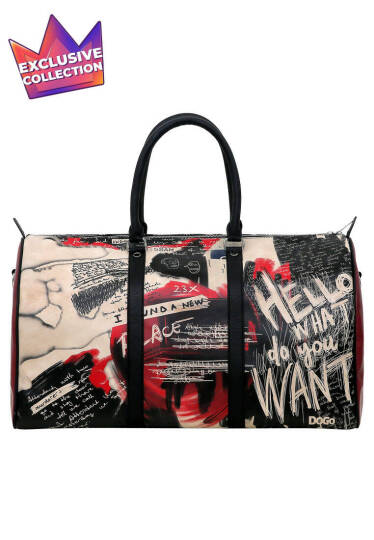 Unisex Vegan Leather Black Travel Bag - What Do You Want Art