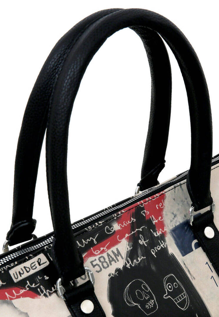 Unisex Vegan Leather Black Travel Bag - What Do You Want Art - 5