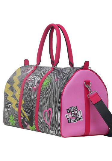 Unisex Vegan Leather Multicolor Travel Bag - Night Is Young - 2
