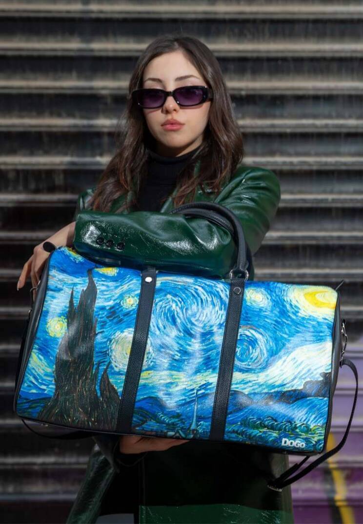 Unisex Vegan Leather Multicolor Travel Bag - Vincent van Gogh Starry Night - 7