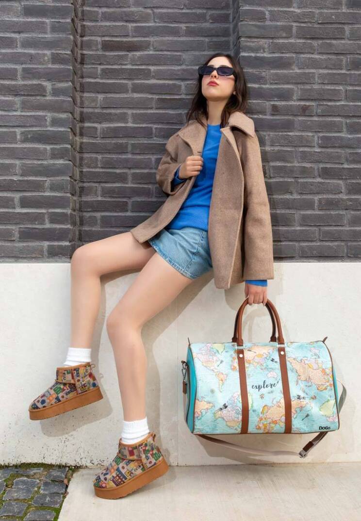 Unisex Vegan Leather Turquoise Travel Bag - Explore - 1