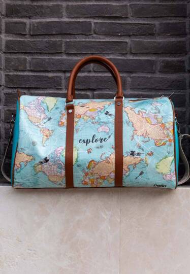 Unisex Vegan Leather Turquoise Travel Bag - Explore - 2