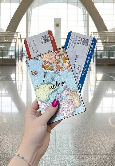 Unisex Vegan Mavi Pasaportluk - Explore Tasarım