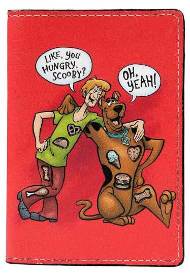 Unisex Vegan Red Passport Holder - Warner Bros Hungry Doo Scooby Doo Design - 3