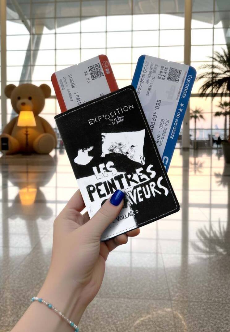 Unisex Vegan Siyah Pasaportluk - Les Peintres Tasarım - 1