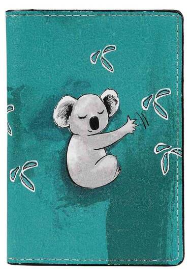 Unisex Vegan Turkuaz Pasaportluk - Koala Hug Tasarım - 2