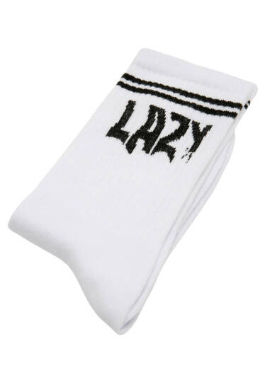 Unisex Vegan White Socks - Lazy - 4