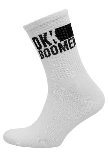 Unisex Vegan White Socks - Ok Boomer - 2