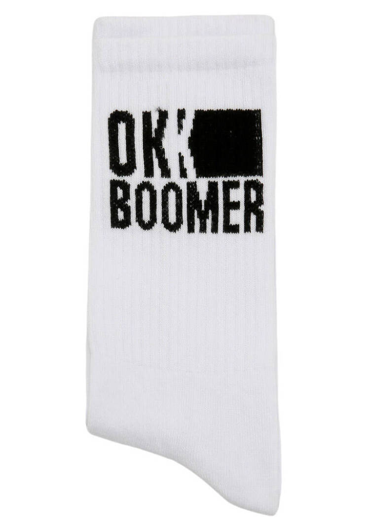 Unisex Vegan White Socks - Ok Boomer - 3