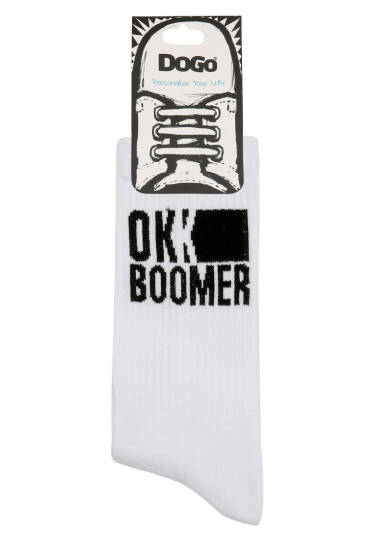 Unisex Vegan White Socks - Ok Boomer - 5