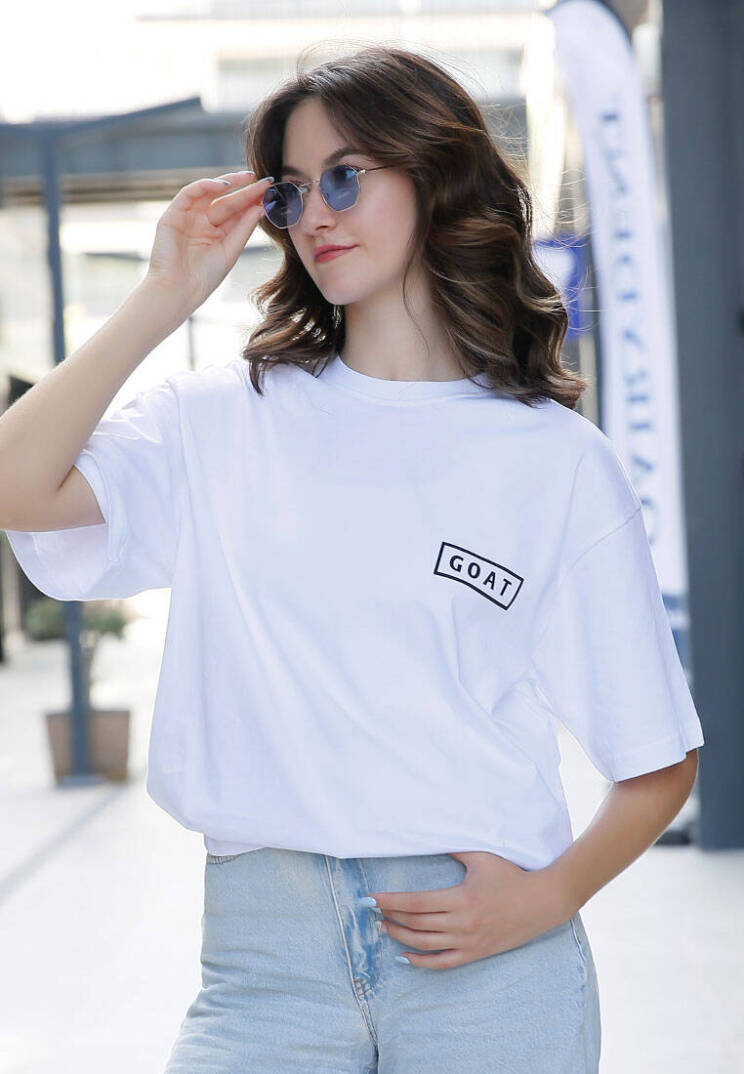 Unisex Vegan White T-Shirt - Goat - 1