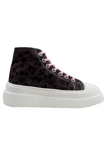 Women Vegan Brown Platform High Sneakers - Brown Tropical - 3