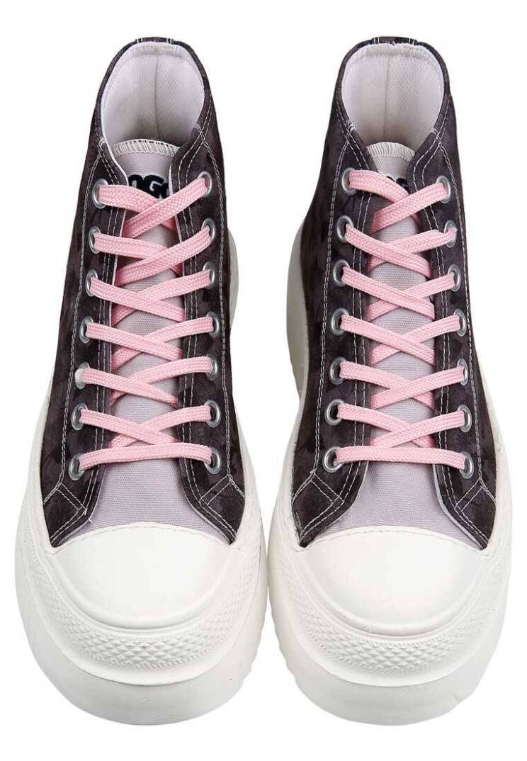 Women Vegan Brown Platform High Sneakers - Brown Tropical - 4