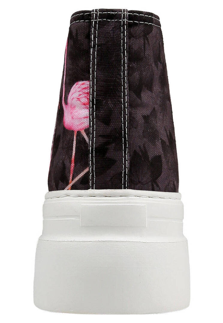 Women Vegan Brown Platform High Sneakers - Brown Tropical - 5