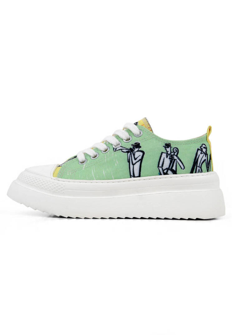 Women Vegan Green Chunky Sneakers - The Band - 1
