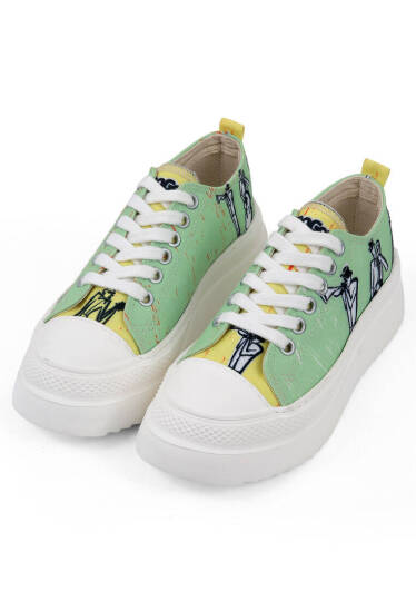 Women Vegan Green Chunky Sneakers - The Band - 4
