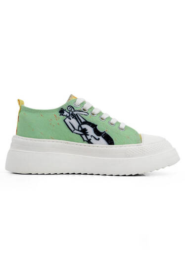 Women Vegan Green Chunky Sneakers - The Band - 6
