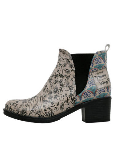 Women Vegan Leather Beige Ankle Boots - Let Your Dreams Be Your Wings - 5
