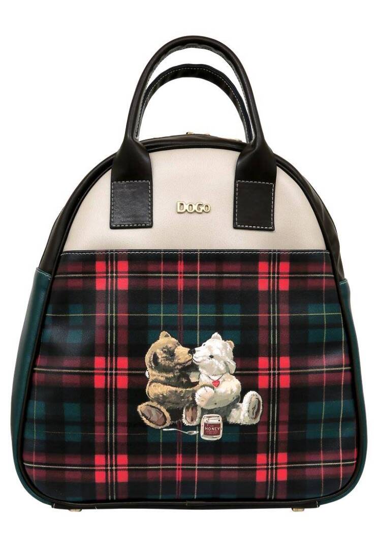 Women Vegan Leather Beige Backpack - Teddy Bear - 1