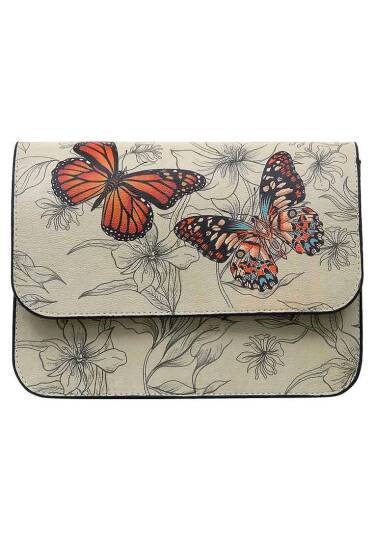 Women Vegan Leather Beige Handbag - Fly With Your Own Wings - 2