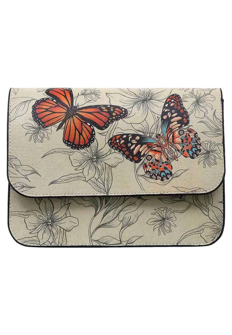 Women Vegan Leather Beige Handbag - Fly With Your Own Wings - 2