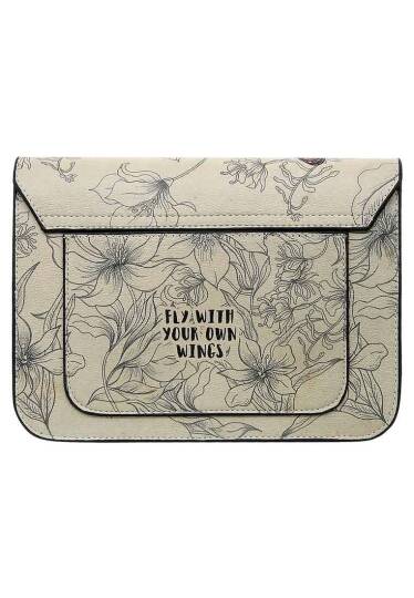 Women Vegan Leather Beige Handbag - Fly With Your Own Wings - 5