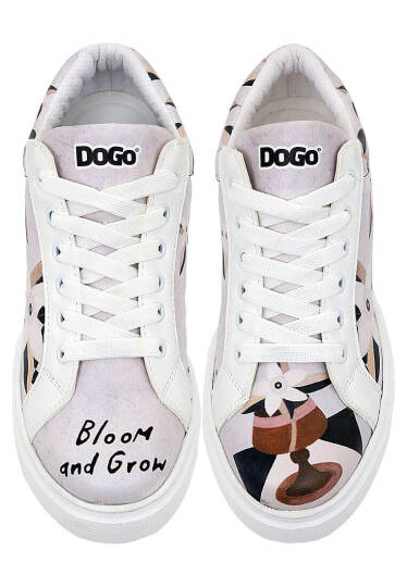 Women Vegan Leather Beige Platform Sneakers - Bloom and Grow - 3