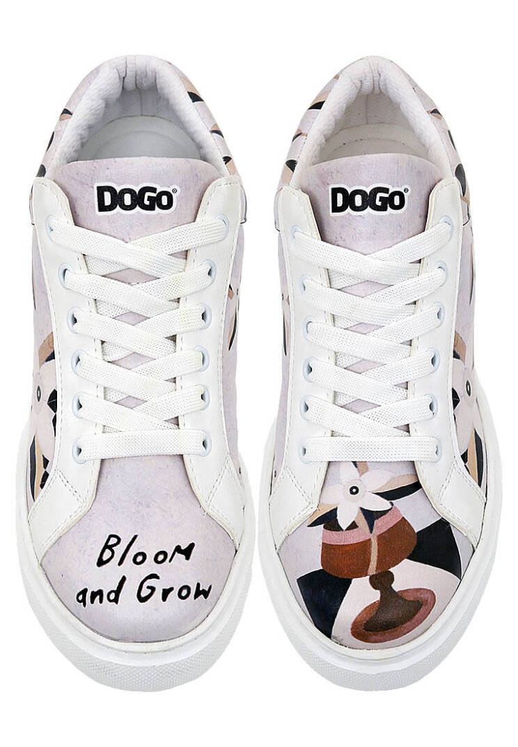Women Vegan Leather Beige Platform Sneakers - Bloom and Grow - 3