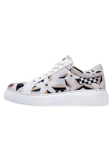 Women Vegan Leather Beige Platform Sneakers - Bloom and Grow - 4