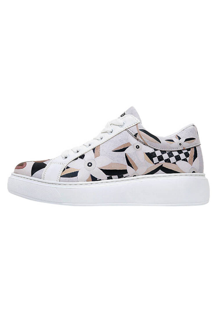 Women Vegan Leather Beige Platform Sneakers - Bloom and Grow - 4