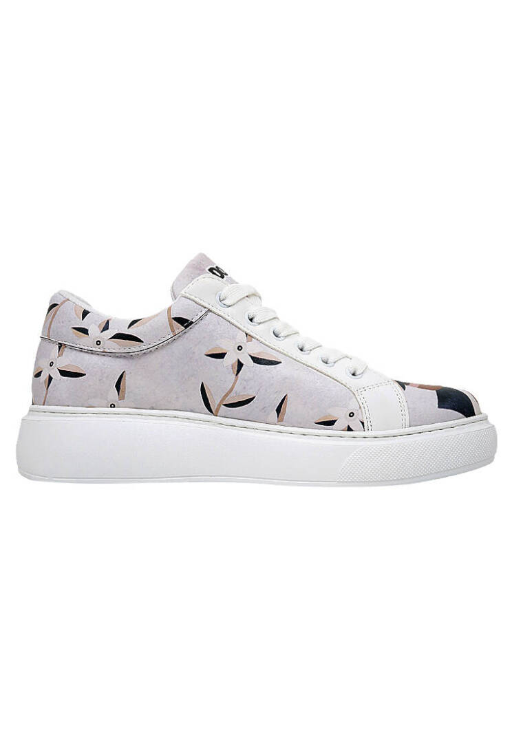 Women Vegan Leather Beige Platform Sneakers - Bloom and Grow - 5