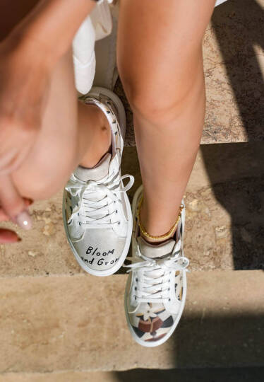 Women Vegan Leather Beige Platform Sneakers - Bloom and Grow - 7
