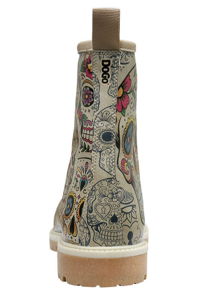 Women Vegan Leather Beige Tall Boots - Remembrance Of Frida Kahlo - 6