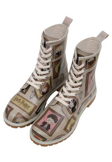 Women Vegan Leather Beige Tall Boots - Warner Bros Harry Potter Frames-of-Hogwarts - 3