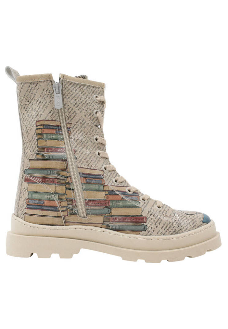 Women Vegan Leather Beige Zipped Tall Boots - The Wise Owl - 5