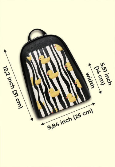 Women Vegan Leather Black Backpack - Ducky - 6