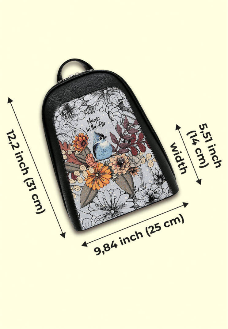 Women Vegan Leather Black Backpack - Magic in the Air - 5