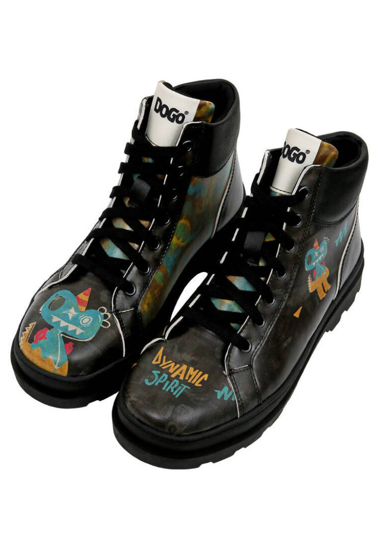Women Vegan Leather Black Boots - Dynamic Spirit - 2