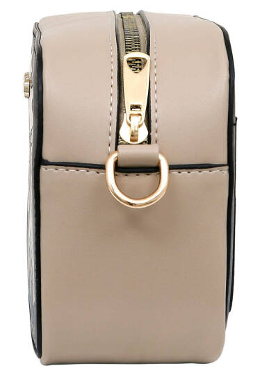 Women Vegan Leather Black Handbag - Bee with Flowers - 4