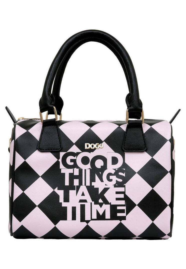 Women Vegan Leather Black Handbag - Good Things Take Time - 1
