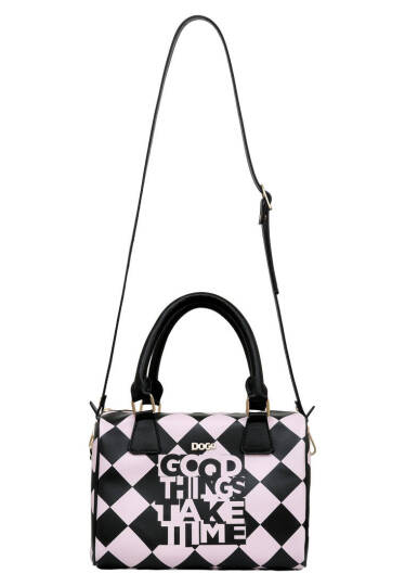 Women Vegan Leather Black Handbag - Good Things Take Time - 2
