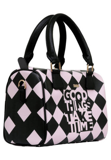 Women Vegan Leather Black Handbag - Good Things Take Time - 3