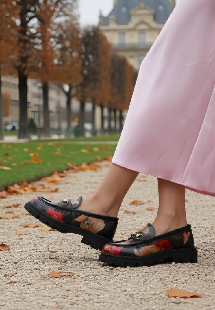 Women Vegan Leather Black Loafers - Poppy - 8